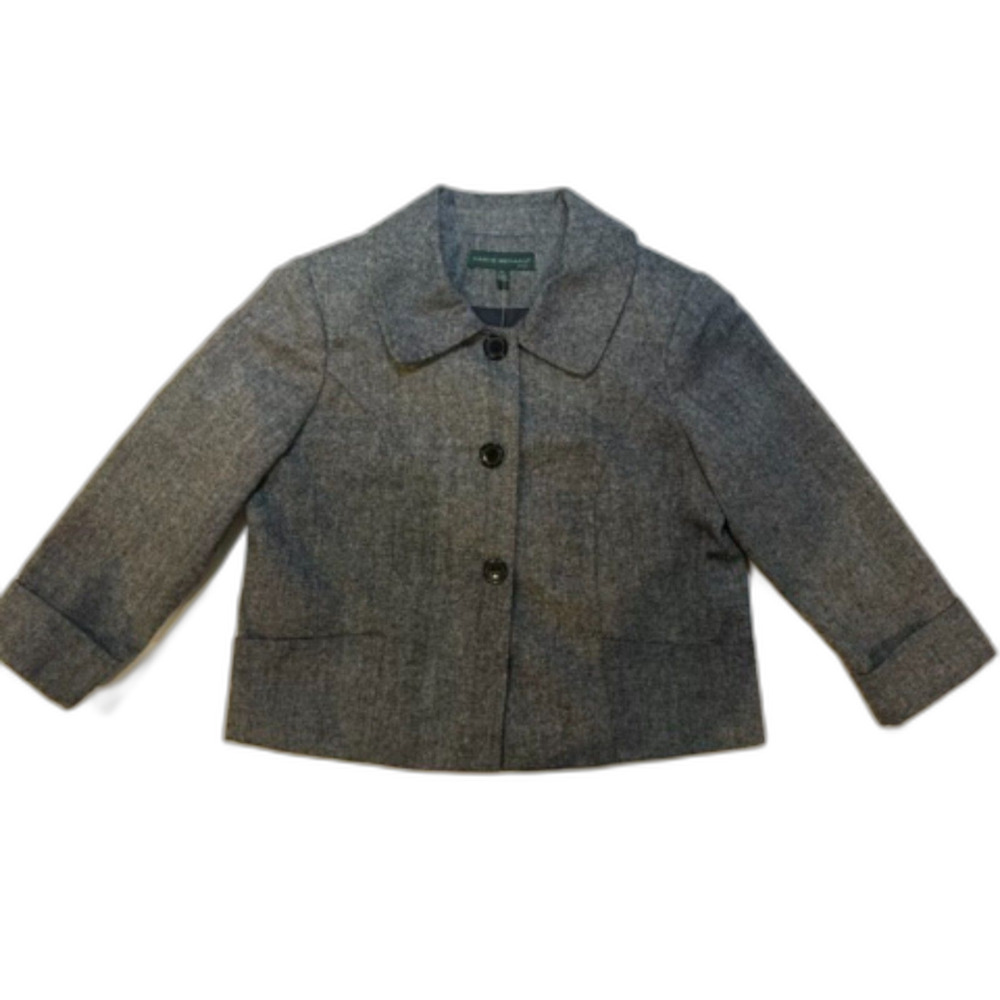 Harvé Benard Petite Gray Tweed-Style Cropped Jack